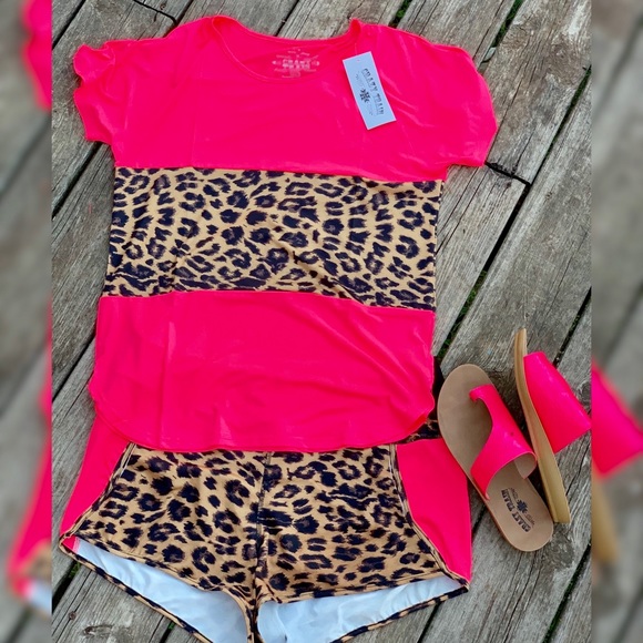 Crazy Train Tops - Neon Pink and Leopard Top